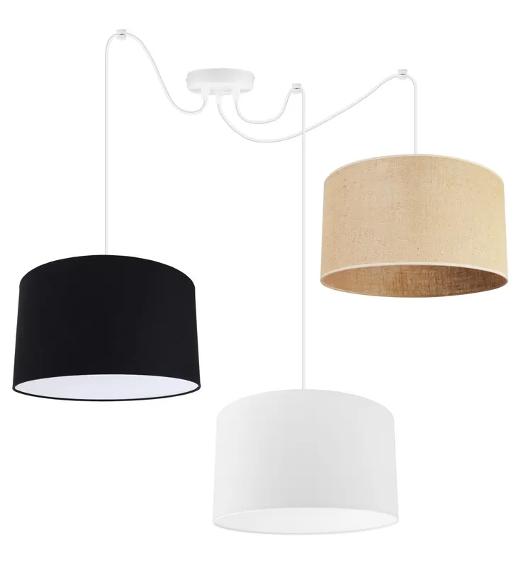 Promocja Regulowana lampa wisząca typu pająk, 3 abażury juta, okrągłe 35 cm, E27